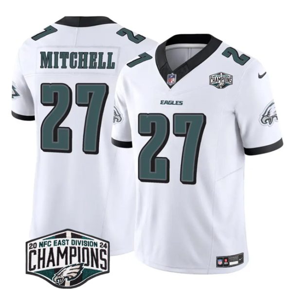Philadelphia Eagles #27 Quinyon Mitchell White 2024 New NFC East Champions F.U.S.E. Vapor Untouchable Limited Football Stitched Jersey