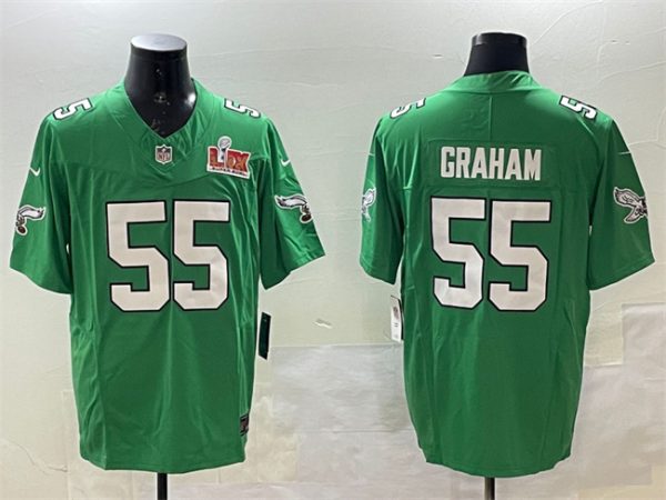 Philadelphia Eagles #55 Brandon Graham Green 2025 Super Bowl LIX Patch F.U.S.E. Throwback Vapor Untouchable Limited Football Stitched Jersey