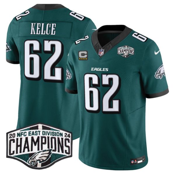Philadelphia Eagles #62 Jason Kelce Green 2024 New NFC East Champions With 4-Star C Patch F.U.S.E. Vapor Untouchable Limited Football Stitched Jersey