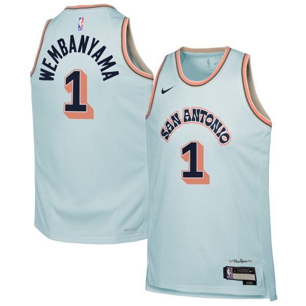 Victor Wembanyama San Antonio Spurs Youth 2024/25 Swingman Player Jersey - City Edition - Light Blue