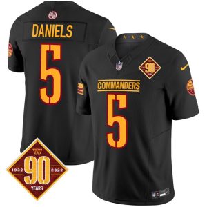 Washington Commanders #5 Jayden Daniels Black 2024 F.U.S.E. 90th Anniversary Vapor Limited Football Stitched Jersey