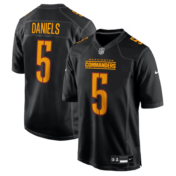 Washington Commanders #5 Jayden Daniels Carbon Black Fashion Football Stitched Game Jersey