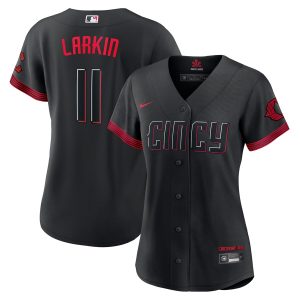 Barry Larkin Cincinnati Reds Women's City Connect Replica Player Jersey - Black