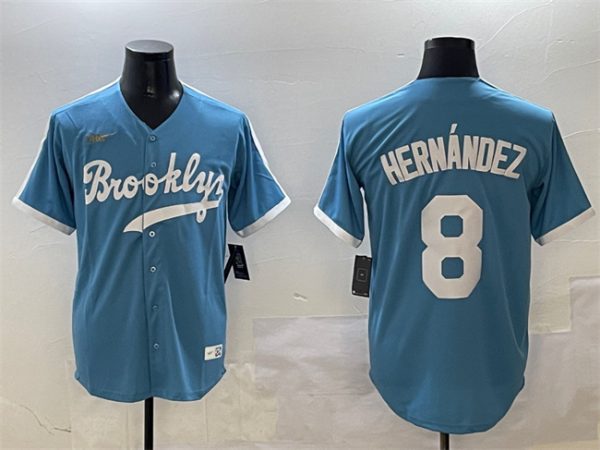 Brooklyn Dodgers #8 Enrique Hernández Light Blue Stitched Baseball Jersey