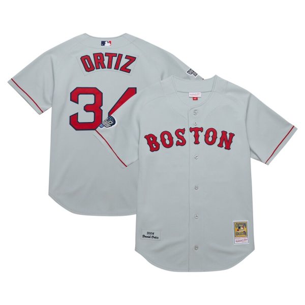 David Ortiz Boston Red Sox 2004 Cooperstown Collection Throwback Jersey - Gray