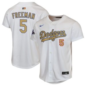 Freddie Freeman Los Angeles Dodgers Youth 2025 Gold Collection Limited Jersey - White