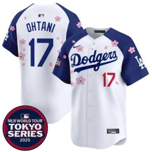 Los Angeles Dodgers #17 Shohei Ohtani White/Royal 2025 Tokyo Series Limited Stitched Baseball Jersey