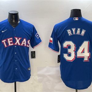 Texas Rangers #34 Nolan Ryan Royal Cool Base Stitched Baseball Jersey