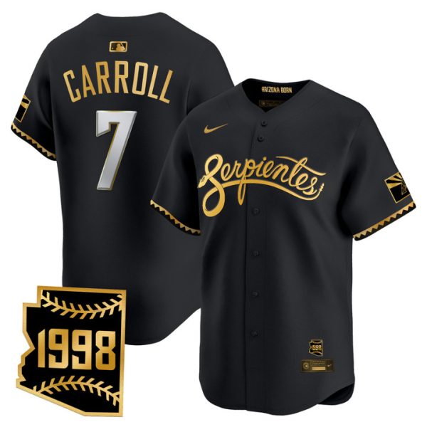 Arizona Diamondbacks 2025 City Connect Vapor Premier Limited Jersey V2 - Black Gold Corbin Carroll