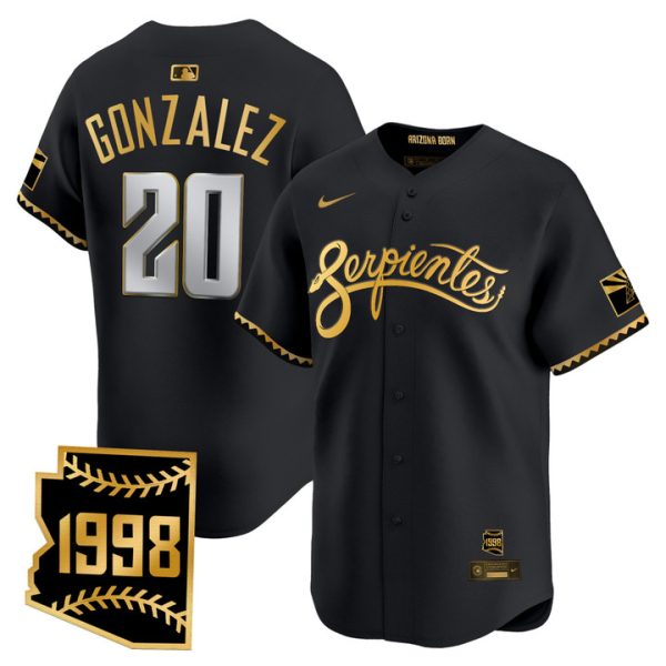 Arizona Diamondbacks 2025 City Connect Vapor Premier Limited Jersey V2 - Black Gold Luis Gonzalez