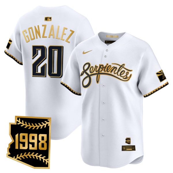 Arizona Diamondbacks 2025 City Connect Vapor Premier Limited Jersey V2 - White Gold Luis Gonzalez