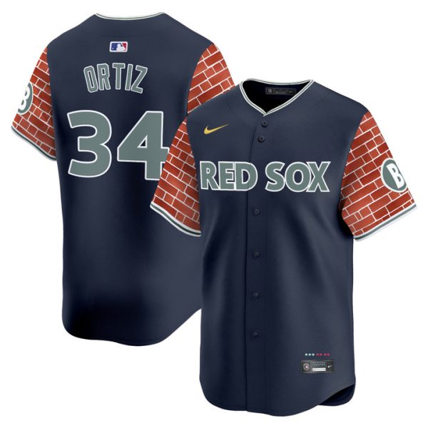 Boston Red Sox 2025 Fenway Red Brick Style Vapor Premier Limited Jersey - Navy David Ortiz