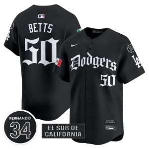 Dodgers Mexico 2025 LA Gothic Style Vapor Premier Limited Jersey V2 - Black Mookie Betts