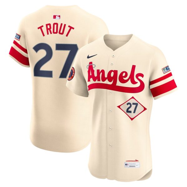 Mike Trout Los Angeles Angels City Connect Elite Jersey - Cream