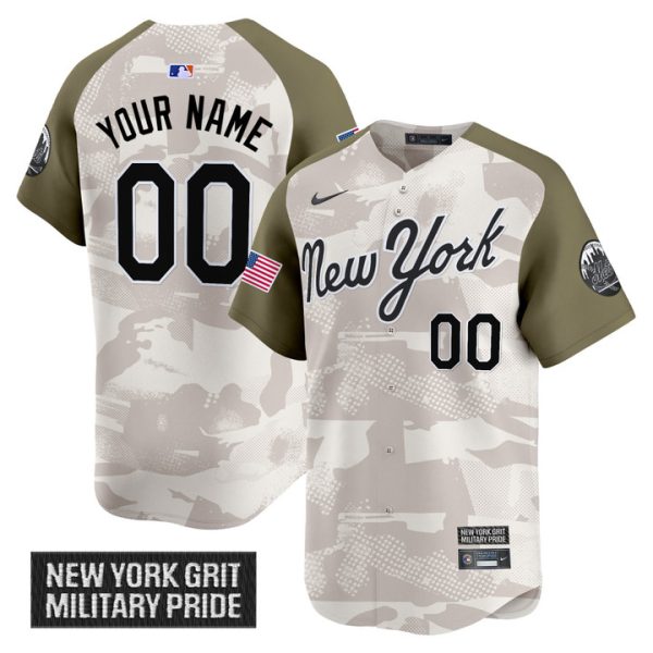 New York Mets 2025 Armed Forces Day Vapor Premier Limited Custom Jersey - Alternate