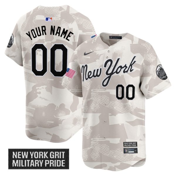 New York Mets 2025 Armed Forces Day Vapor Premier Limited Custom Jersey - Camo