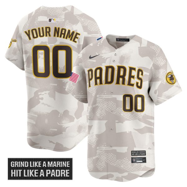 San Diego Padres 2025 Armed Forces Day Vapor Premier Limited Custom Jersey - Camo