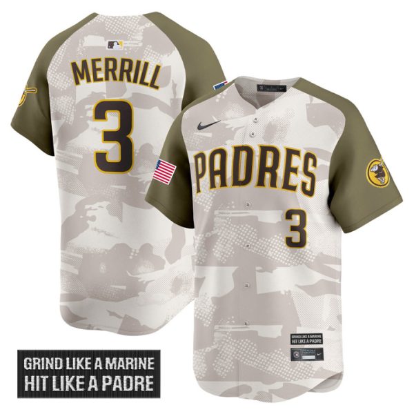 San Diego Padres 2025 Armed Forces Day Vapor Premier Limited Jersey - Alternate Jackson Merrill