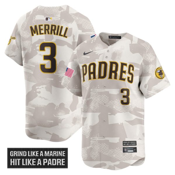 San Diego Padres 2025 Armed Forces Day Vapor Premier Limited Jersey - Camo Jackson Merrill
