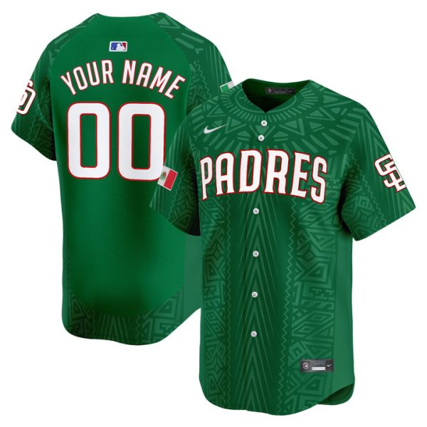 San Diego Padres 2025 Mexican Heritage Vapor Premier Limited Custom Jersey - Green