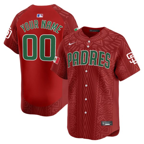 San Diego Padres 2025 Mexican Heritage Vapor Premier Limited Custom Jersey - Red