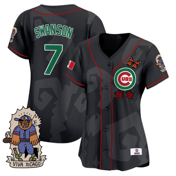 Women's 2025 Chicago Cubs Mexican Heritage Vapor Premier Limited Jersey - Black Dansby Swanson
