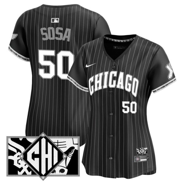 Women's Chicago White Sox 2025 City Connect Vapor Premier Limited Jersey - Black (B&W) Lenyn Sosa