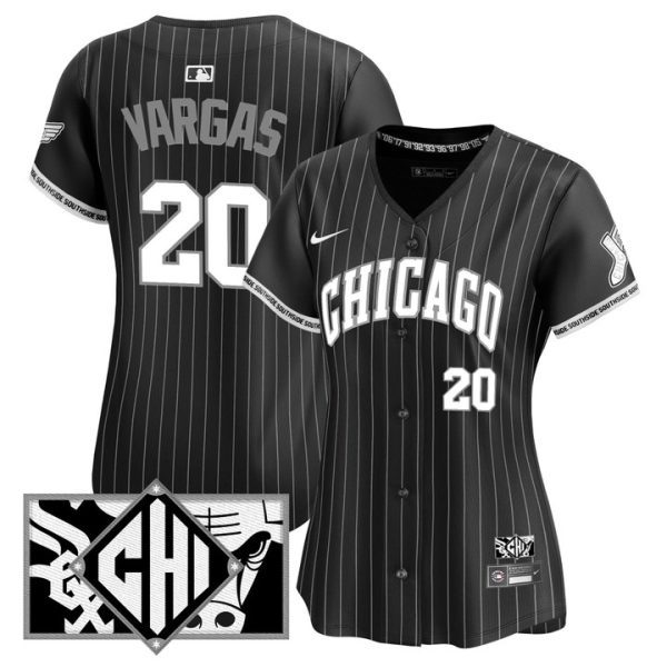 Women's Chicago White Sox 2025 City Connect Vapor Premier Limited Jersey - Black (B&W) Miguel Vargas