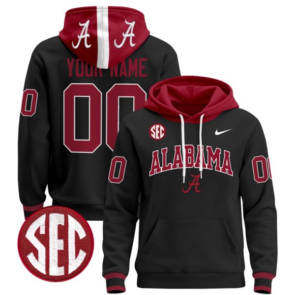 Alabama Crimson Tide 2024 Custom Pullover Stitched Hoodie - Black