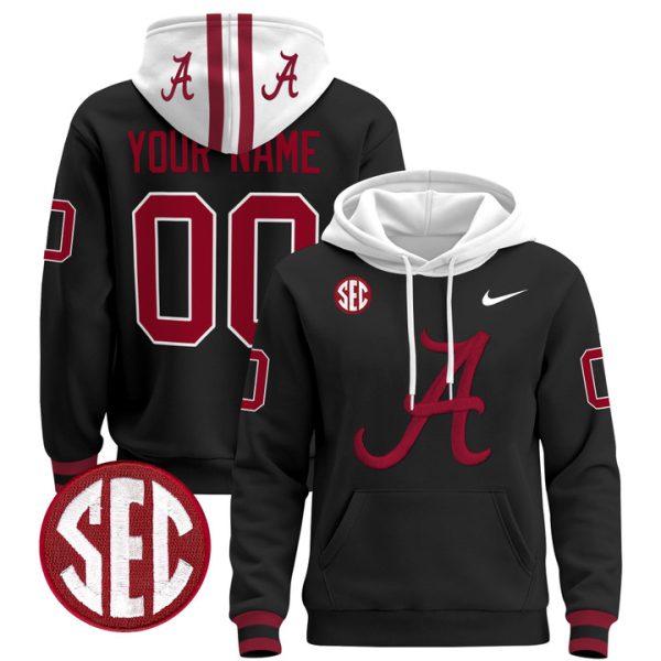 Alabama Crimson Tide 2024 Custom Pullover Stitched Hoodie - Black