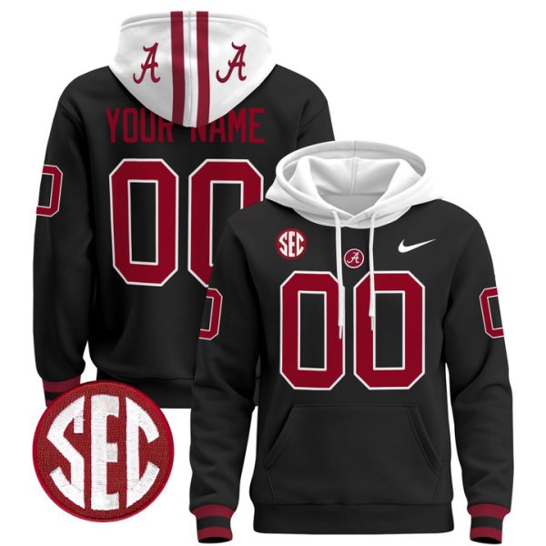 Alabama Crimson Tide 2024 Custom Pullover Stitched Hoodie - Black