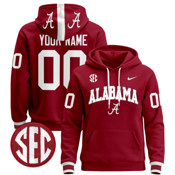 Alabama Crimson Tide 2024 Custom Pullover Stitched Hoodie - Crimson