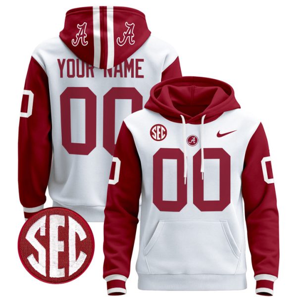 Alabama Crimson Tide 2024 Custom Pullover Stitched Hoodie - Crimson Sleeve