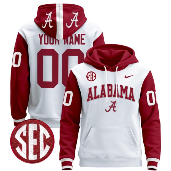 Alabama Crimson Tide 2024 Custom Pullover Stitched Hoodie - Crimson Sleeves