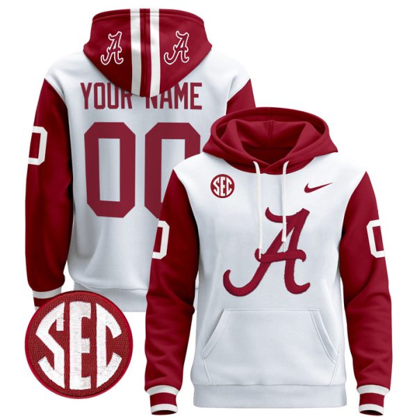Alabama Crimson Tide 2024 Custom Pullover Stitched Hoodie - Crimson Sleeves