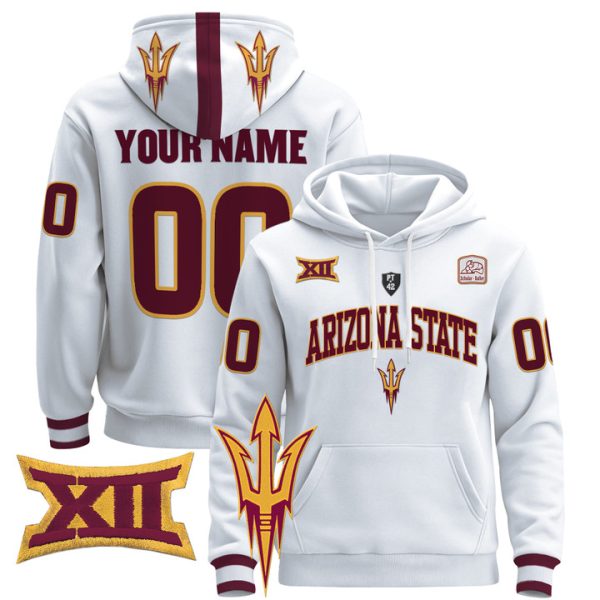 Arizona State Sun Devils 2024 Custom Pullover Stitched Hoodie - White