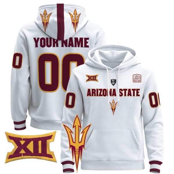 Arizona State Sun Devils 2024 Custom Pullover Stitched Hoodie - White