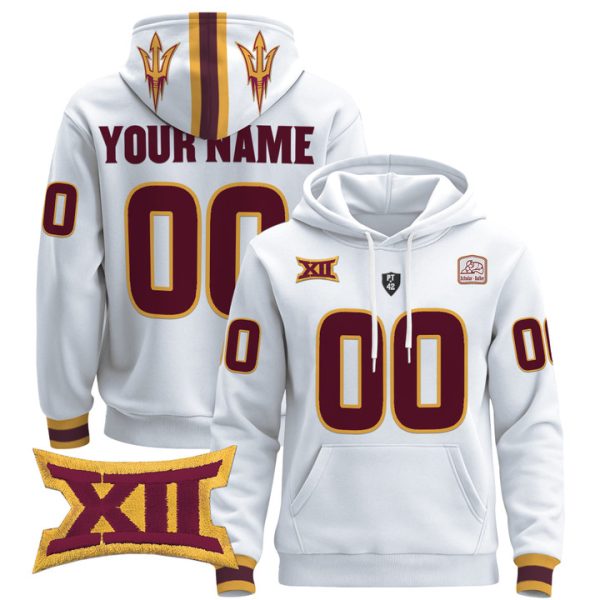 Arizona State Sun Devils 2024 Custom Pullover Stitched Hoodie - White