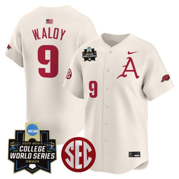 Arkansas Razorbacks 2025 World Series Vapor Premier Limited Jersey Stitched Cream Wehiwa Aloy