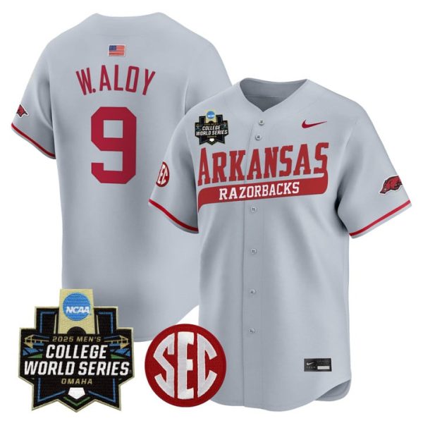 Arkansas Razorbacks 2025 World Series Vapor Premier Limited Jersey Stitched Gray Wehiwa Aloy