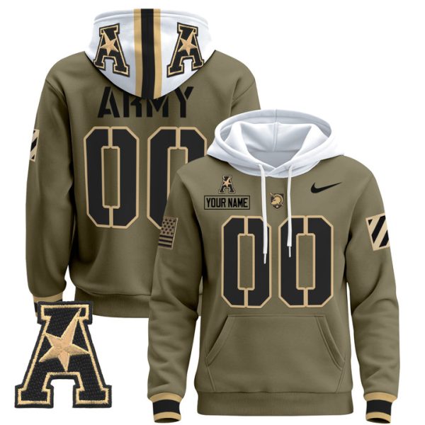 Army Black Knights 2024 Custom Pullover Stitched Hoodie - Olive