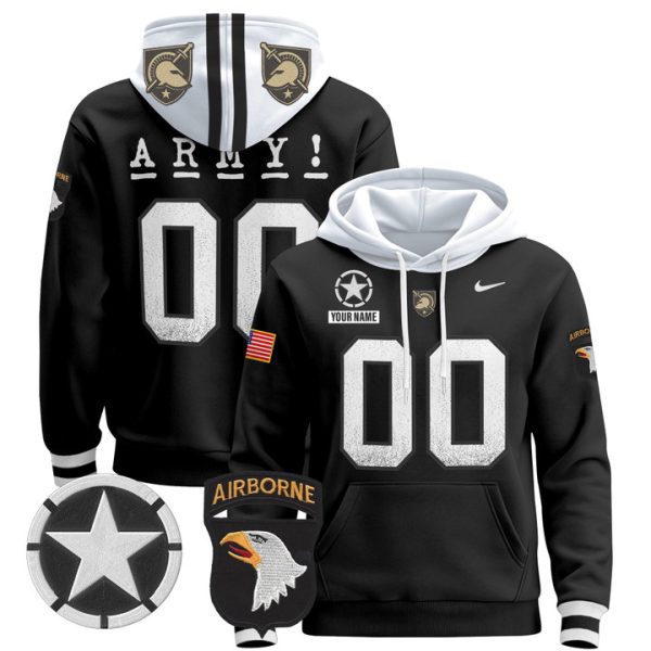 Army Black Knights 2024 Custom Pullover Stitched Hoodie - Stitched Black