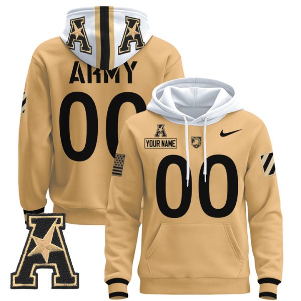 Army Black Knights 2024 Custom Pullover Stitched Hoodie - Tan
