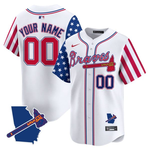 Atlanta Braves 2025 Independence Day Vapor Premier Limited Custom Jersey Stitched White