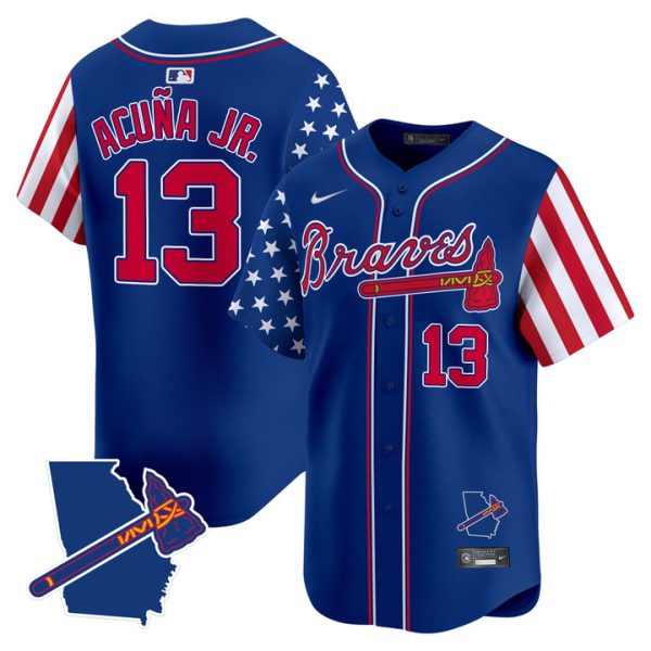 Atlanta Braves 2025 Independence Day Vapor Premier Limited Jersey Stitched Royal Ronald Acuna Jr.