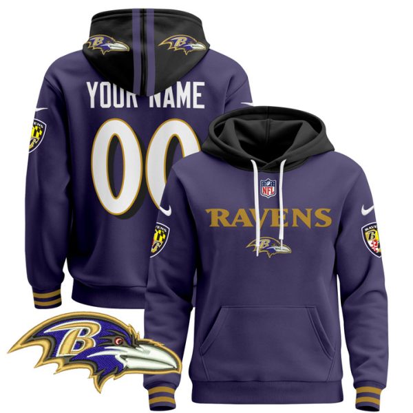 Baltimore Ravens 2024 Custom Pullover Stitched Hoodie - Purple