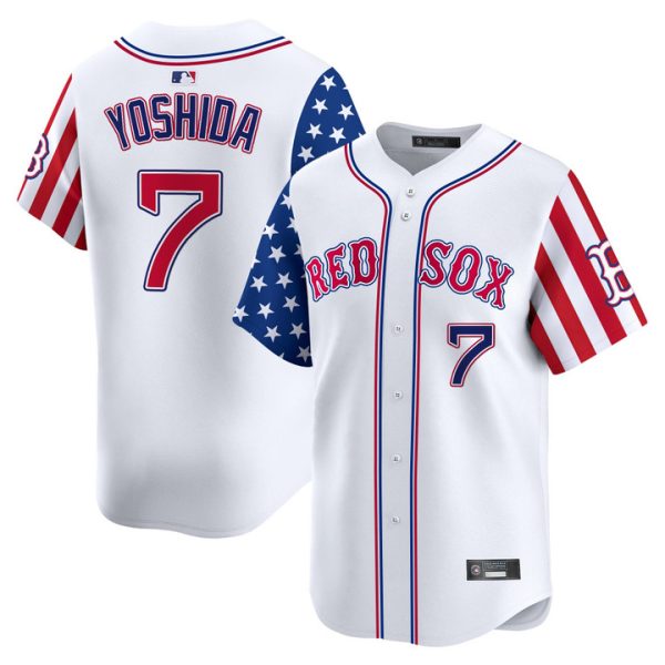 Boston Red Sox 2025 Independence Day Vapor Premier Limited Jersey Stitched White Masataka Yoshida