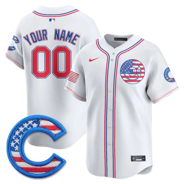 Chicago Cubs 2025 Fourth of July Vapor Premier Limited Custom Jersey Stitched White