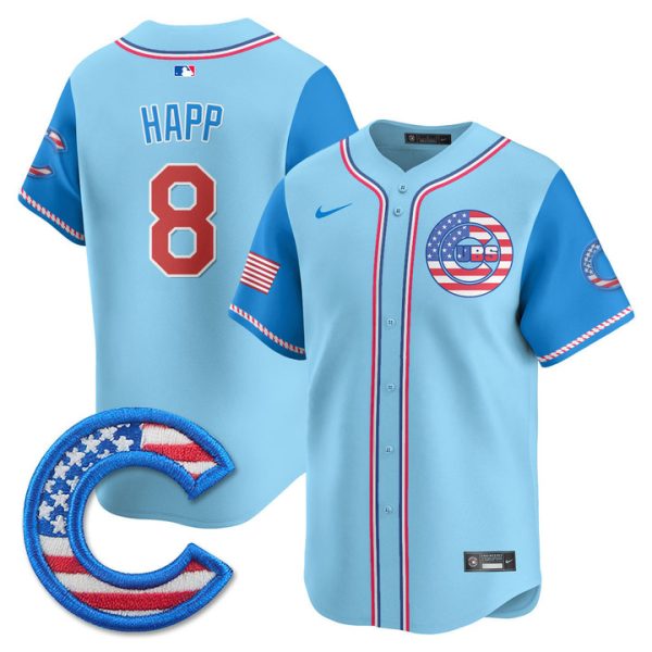 Chicago Cubs 2025 Fourth of July Vapor Premier Limited Jersey Stitched Light Blue Alternate Ian Happ