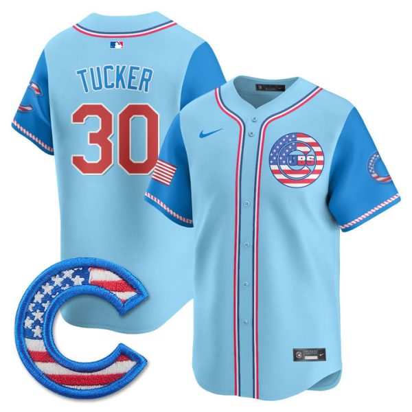 Chicago Cubs 2025 Fourth of July Vapor Premier Limited Jersey Stitched Light Blue Alternate Kyle Tucker